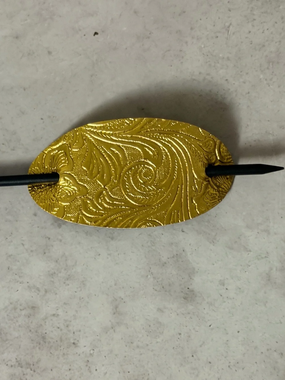 3 Embossed Oval Hair Slides Clip - Blue, Gold, Purple Hair Accessories